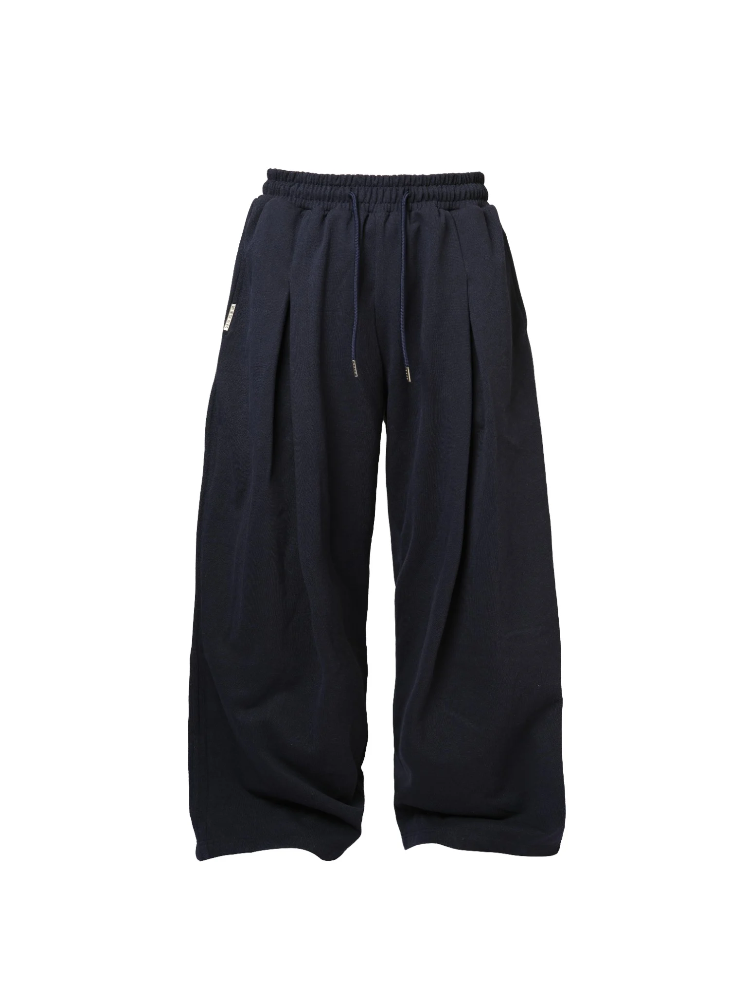 Navy French terry streetwear pants shown as a product reference